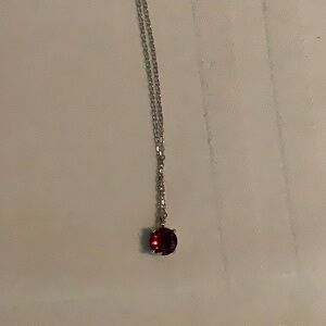 Silver Necklace with Garnet Gemstone Pendant